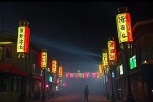 荒原上缓慢行驶的列车，车窗透出孤零零的灯