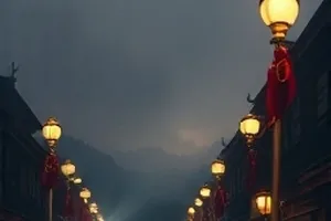 废弃轨道上闪着蓝光的旧信标，远处是一片星尘